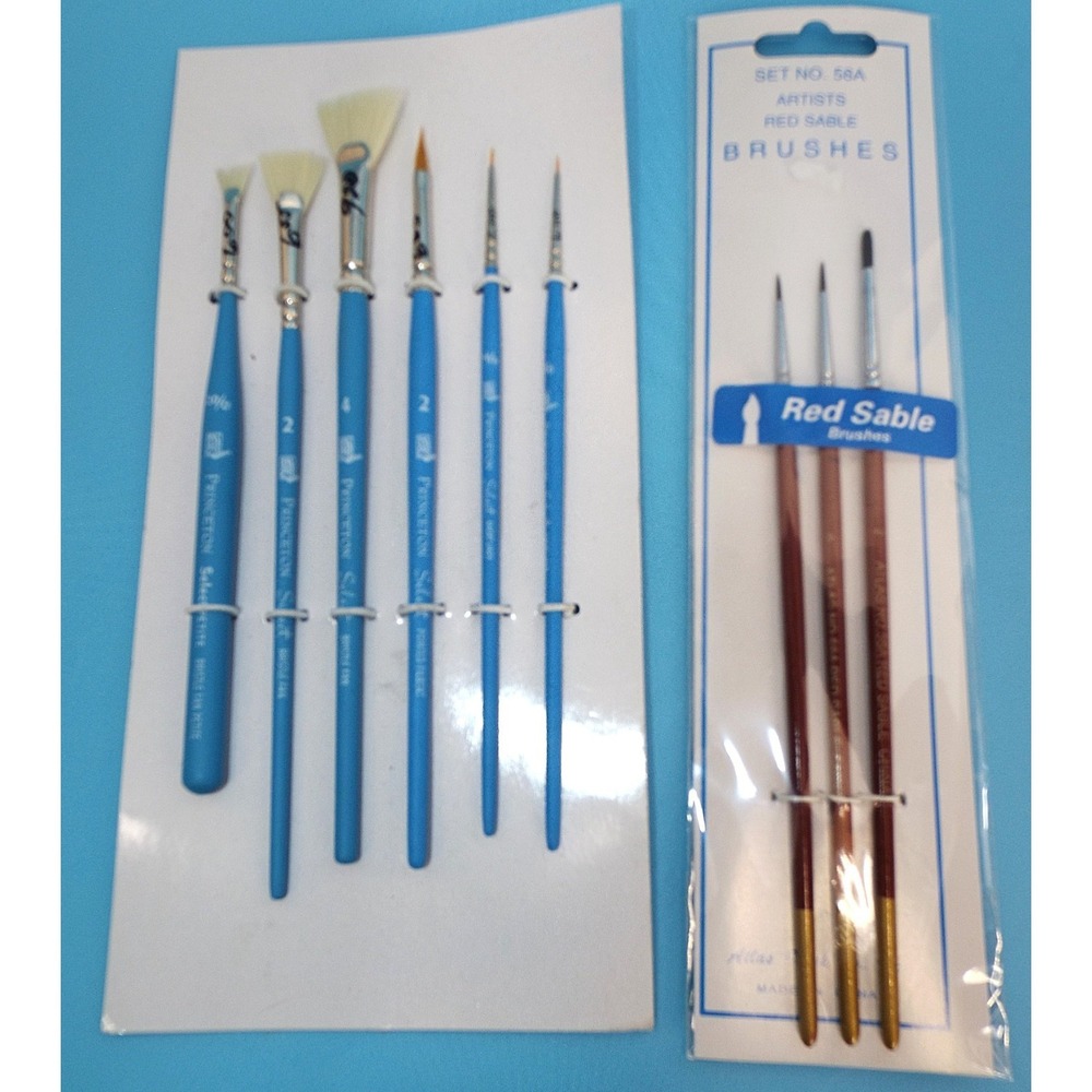 Princeton Select Artiste Brushes set of 6 & Atlas Red Sable brush set of 3‎